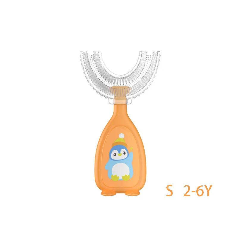 U-shaped toothbrush for toddlers and young children, ergonomic design with soft bristles for safe and effective brushing