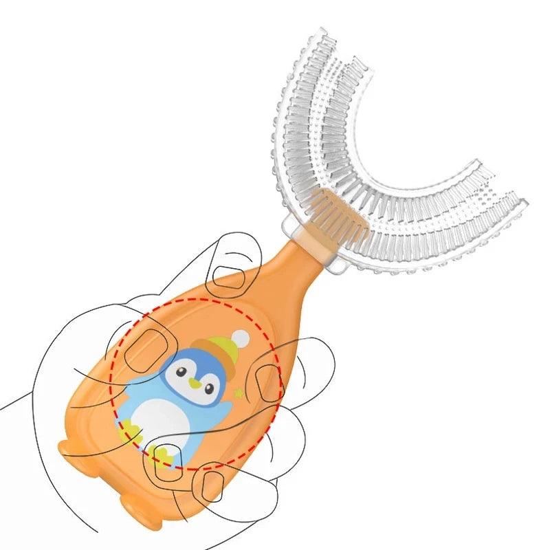 Durable and BPA-free U-shaped toothbrush for kids, ideal for promoting good oral hygiene habits with a safe design