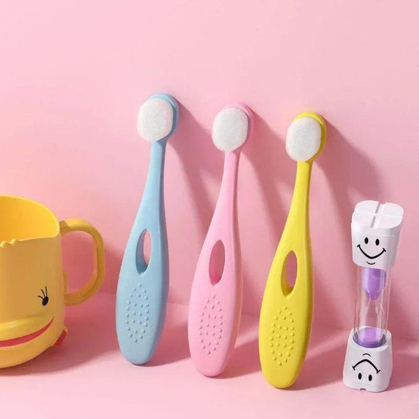 Ultra-soft toothbrush for kids, featuring gentle bristles to protect sensitive gums and clean teeth effectively.