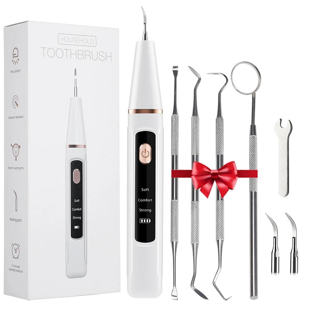 High-frequency ultrasonic dental tool for thorough teeth cleaning, targeting hard-to-reach areas to remove debris and tartar