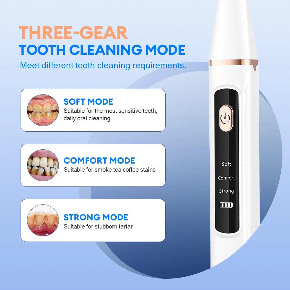 Ultrasonic plaque remover with advanced technology, providing an easy-to-use solution for professional-level teeth cleaning at home.