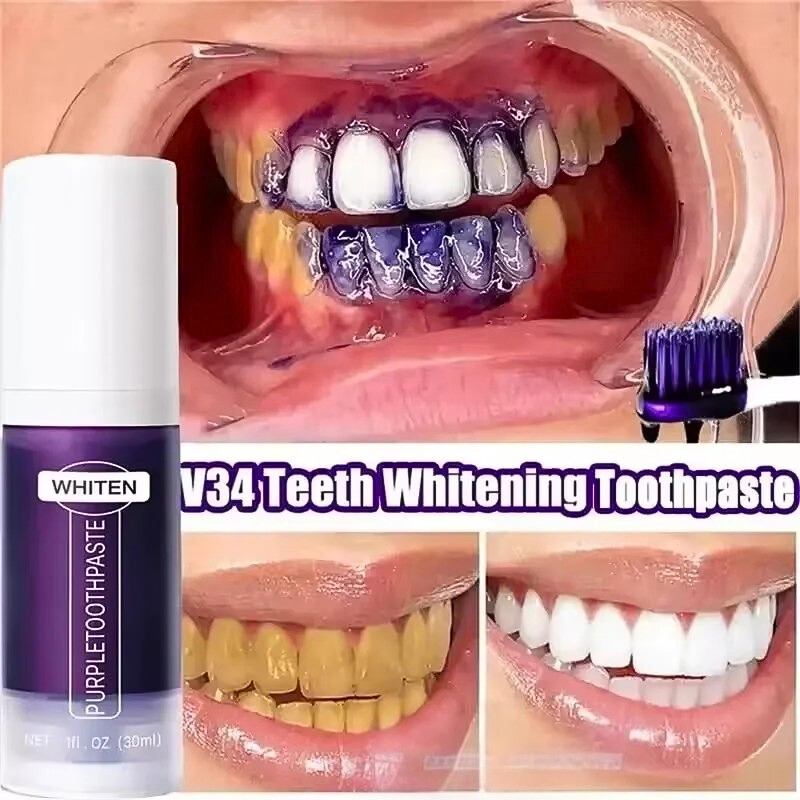 V34 Purple Teeth Whitening Toothpaste